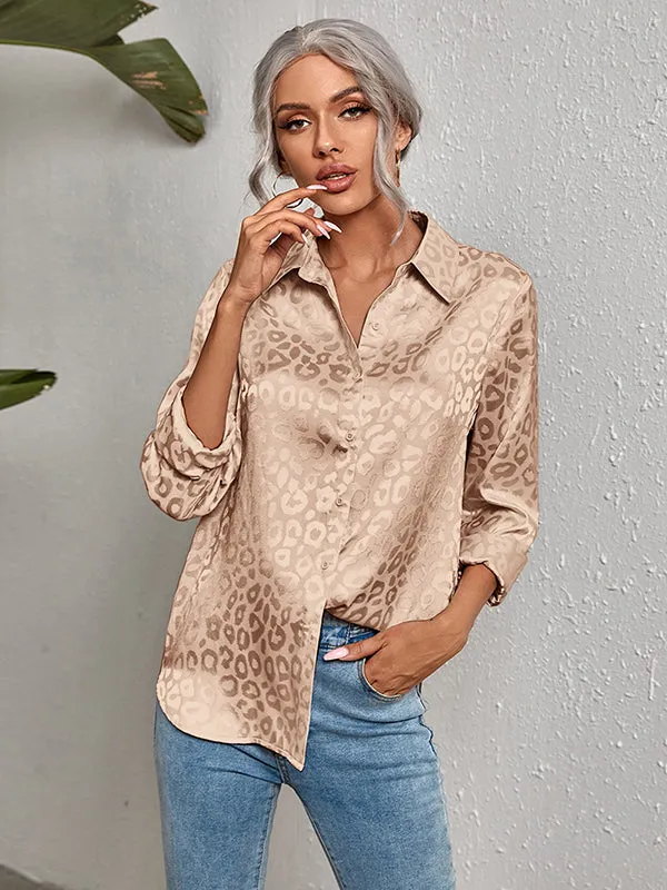 Urban Leopard Long Sleeves Lapel Blouse