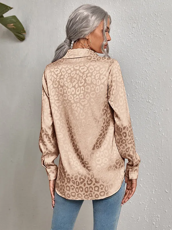 Urban Leopard Long Sleeves Lapel Blouse