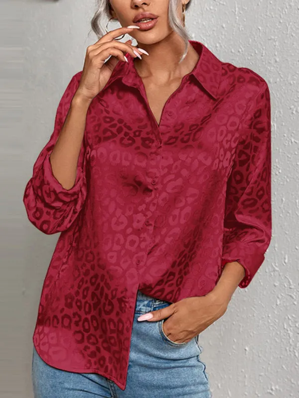 Urban Leopard Long Sleeves Lapel Blouse