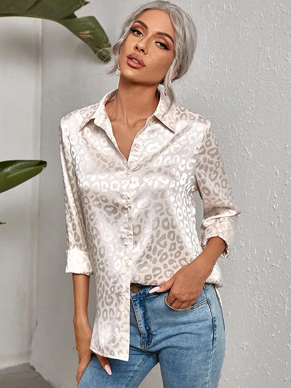 Urban Leopard Long Sleeves Lapel Blouse