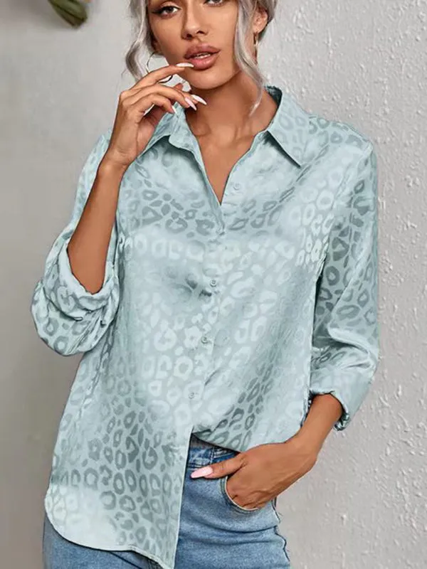 Urban Leopard Long Sleeves Lapel Blouse