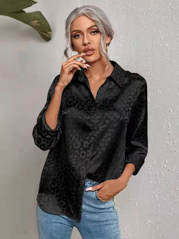 Urban Leopard Long Sleeves Lapel Blouse