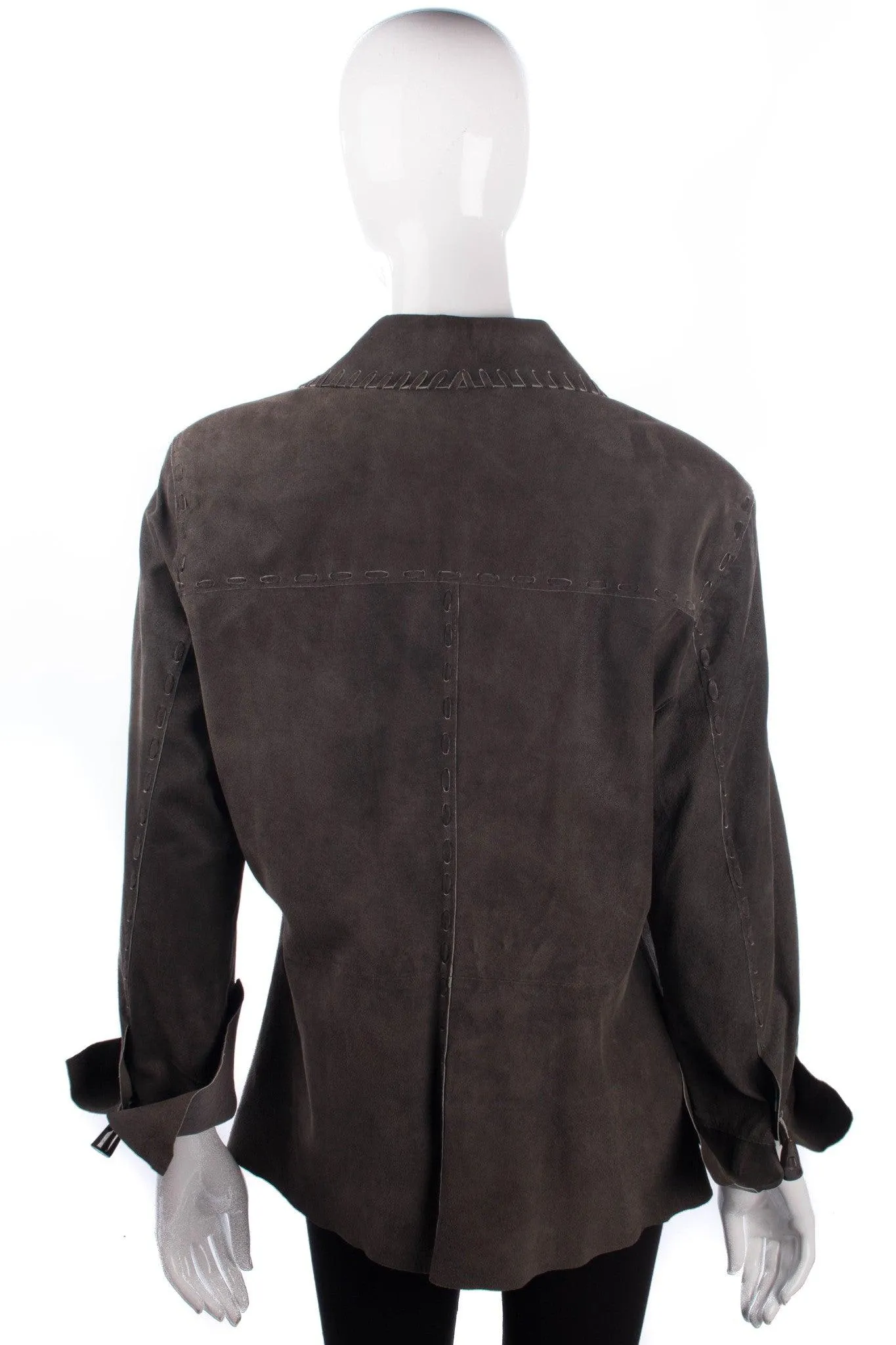 Verse Suede Jacket Olive Green with Stiching Detail est UK Size 14