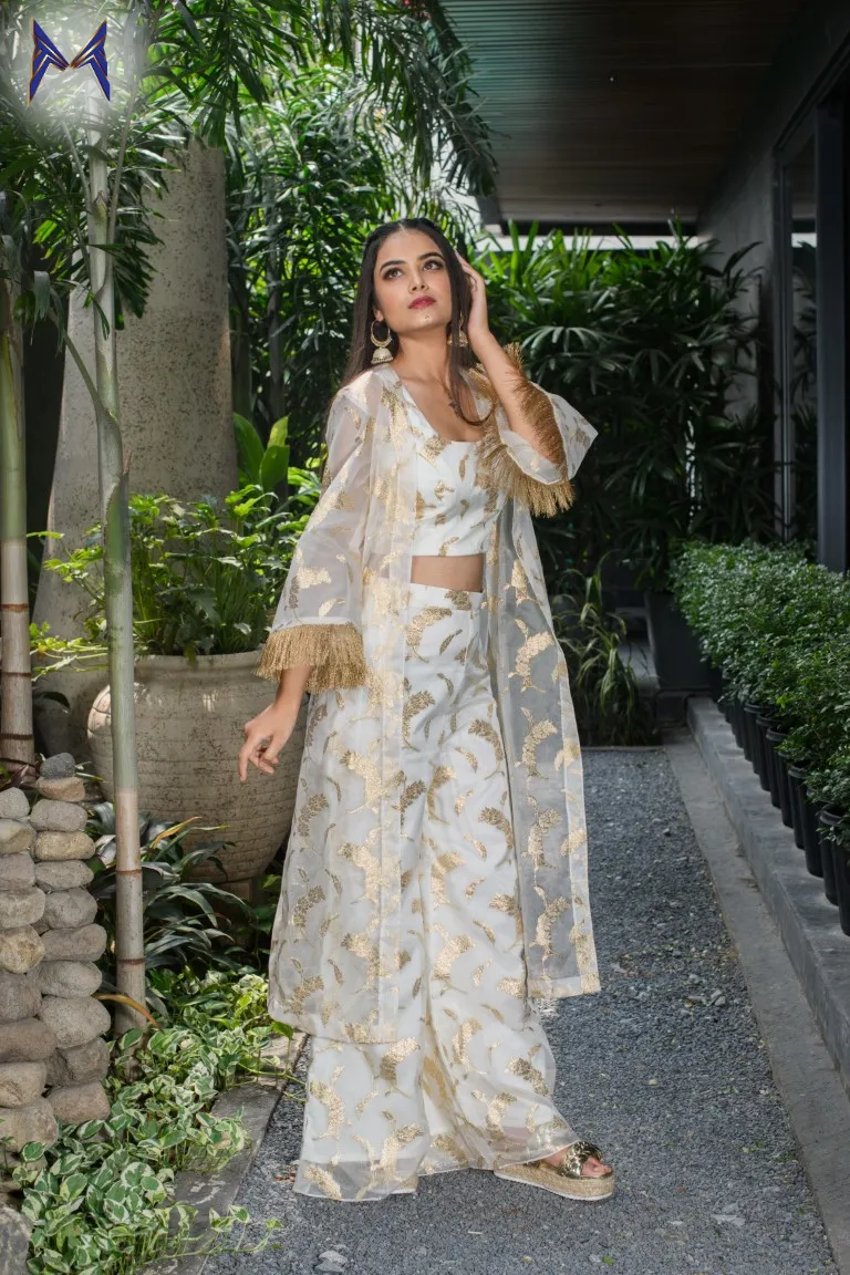 White And Golden Gypsy Dress