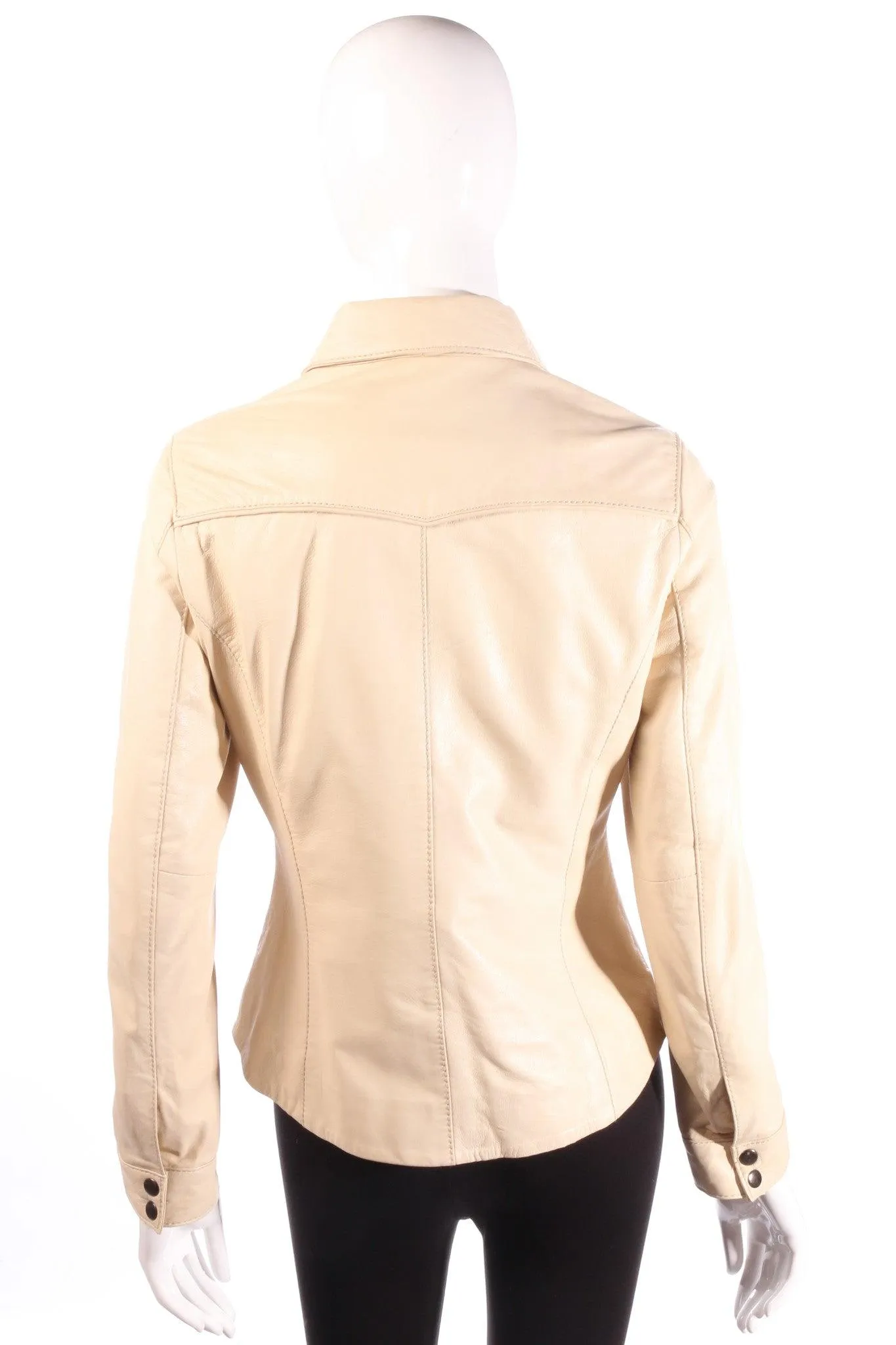 Woodland Vintage Soft Leather Jacket Cream Size 10