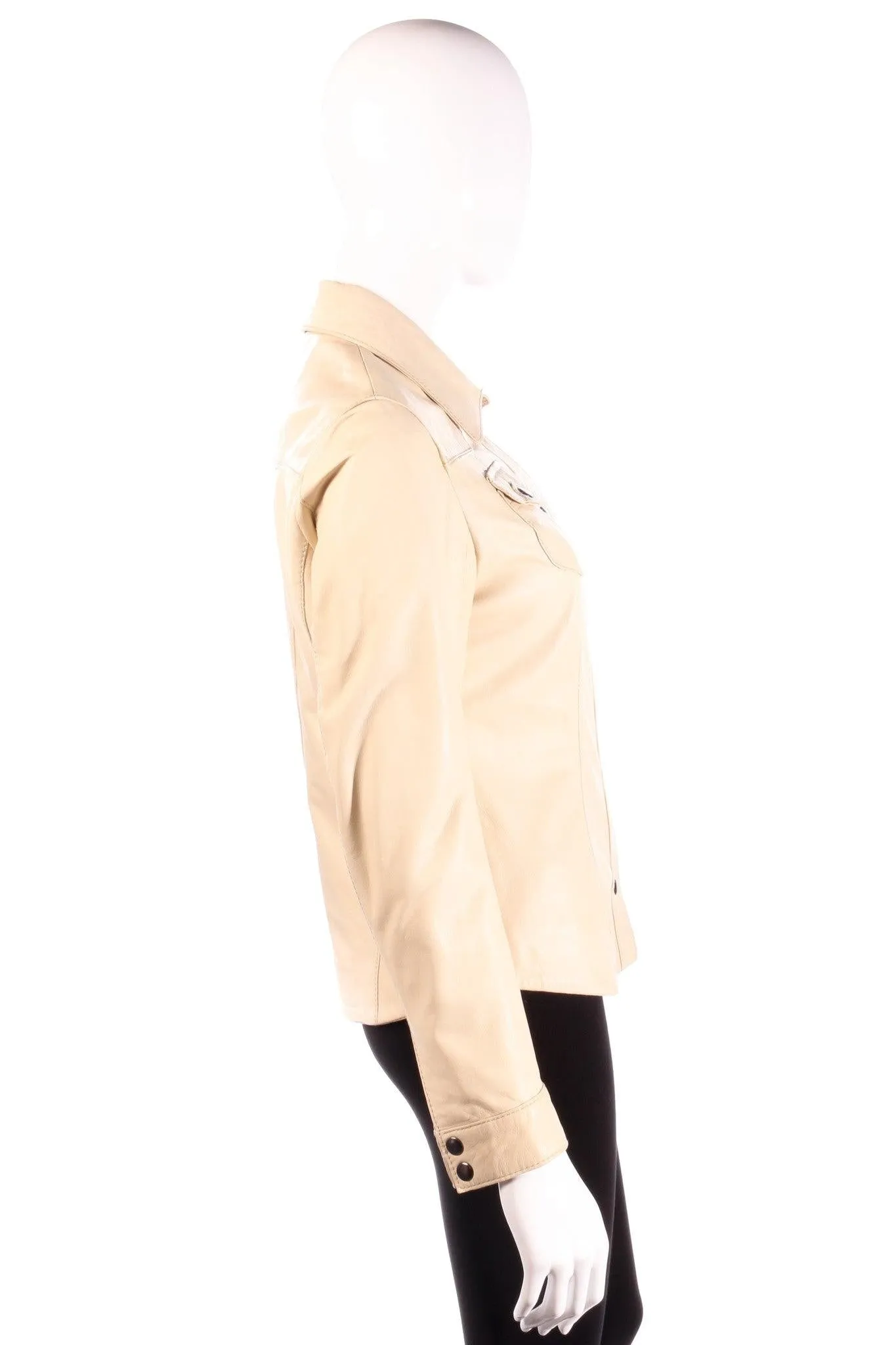 Woodland Vintage Soft Leather Jacket Cream Size 10